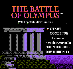 Battle of Olympus, The (USA) Title Screen